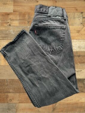 Levi’s 505 Black Wash Distressed Hem Jeans 32x30